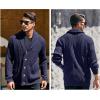 imageRuncati Mens Shawl Collar Cardigan Sweaters Button Down Open Front Knitwear Cable Knitted Ribbed Jackets OutwearNavy