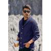 imageRuncati Mens Shawl Collar Cardigan Sweaters Button Down Open Front Knitwear Cable Knitted Ribbed Jackets OutwearNavy