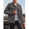 imageRuncati Mens Lightweight Safari Jacket Button Up Cotton Outdoor Military Cargo Long Sleeve OutwearGrey
