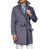 imageRuncati Mens Double Breasted Trench Coat Notched Lapel Windbreaker Jackets Causal Overcoat With BeltDark Grey