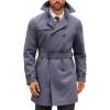 imageRuncati Mens Double Breasted Trench Coat Notched Lapel Windbreaker Jackets Causal Overcoat With BeltDark Grey