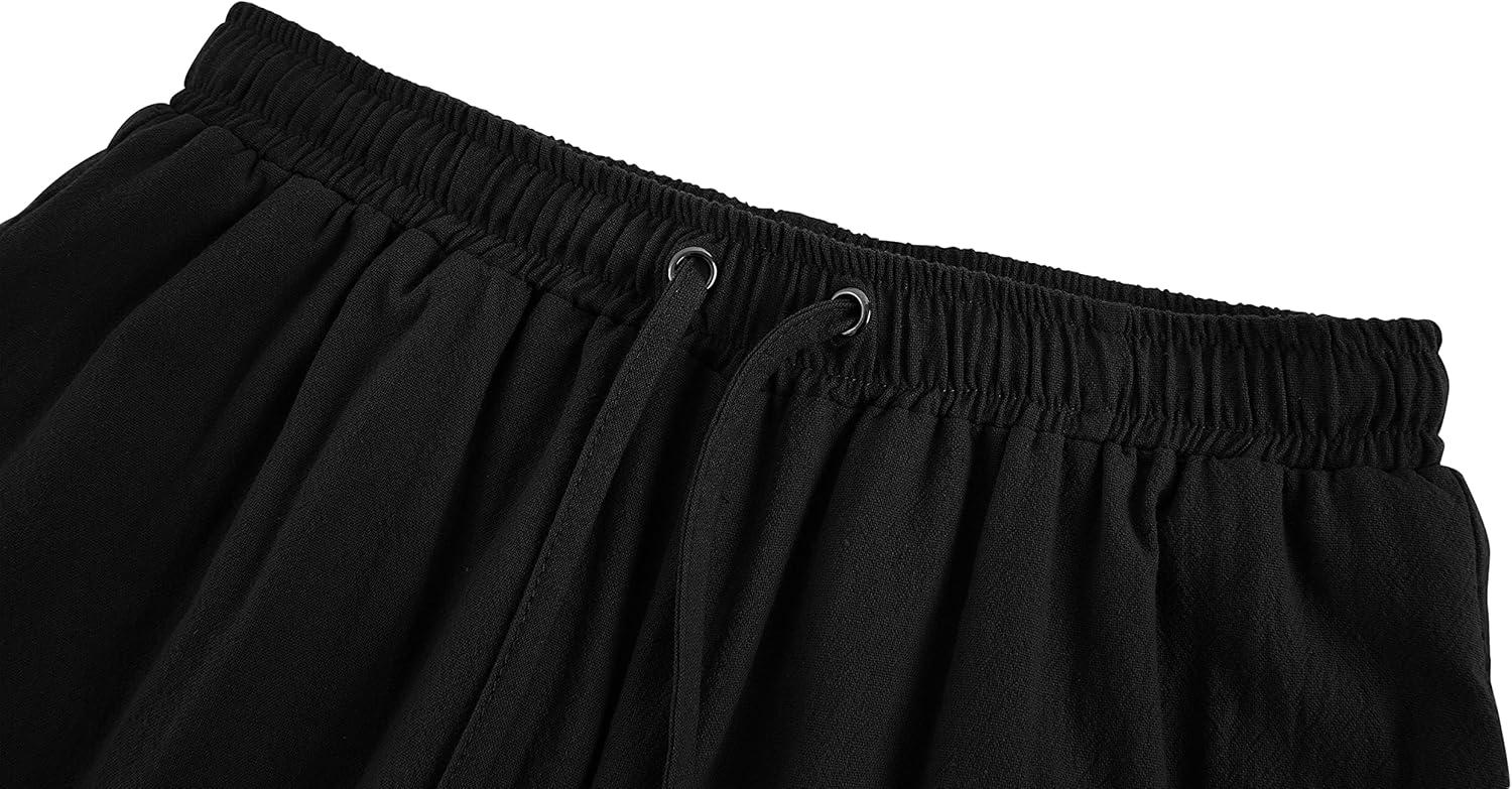 imageBoys Kids Medieval Ankle Pants Renaissance Viking Pirate Costume Lace Up Tapered Banded Gothic TrousersBlack