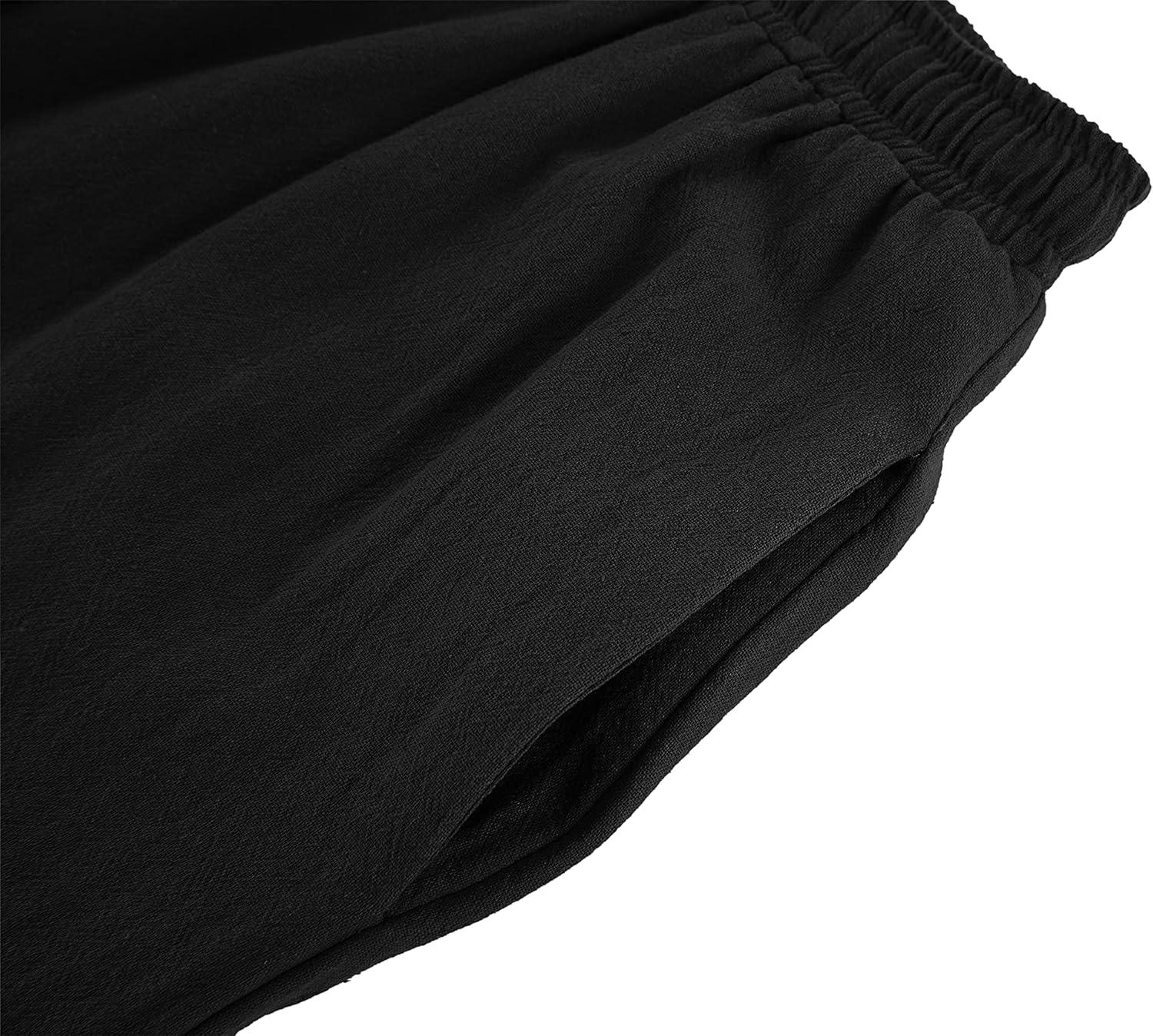 imageBoys Kids Medieval Ankle Pants Renaissance Viking Pirate Costume Lace Up Tapered Banded Gothic TrousersBlack