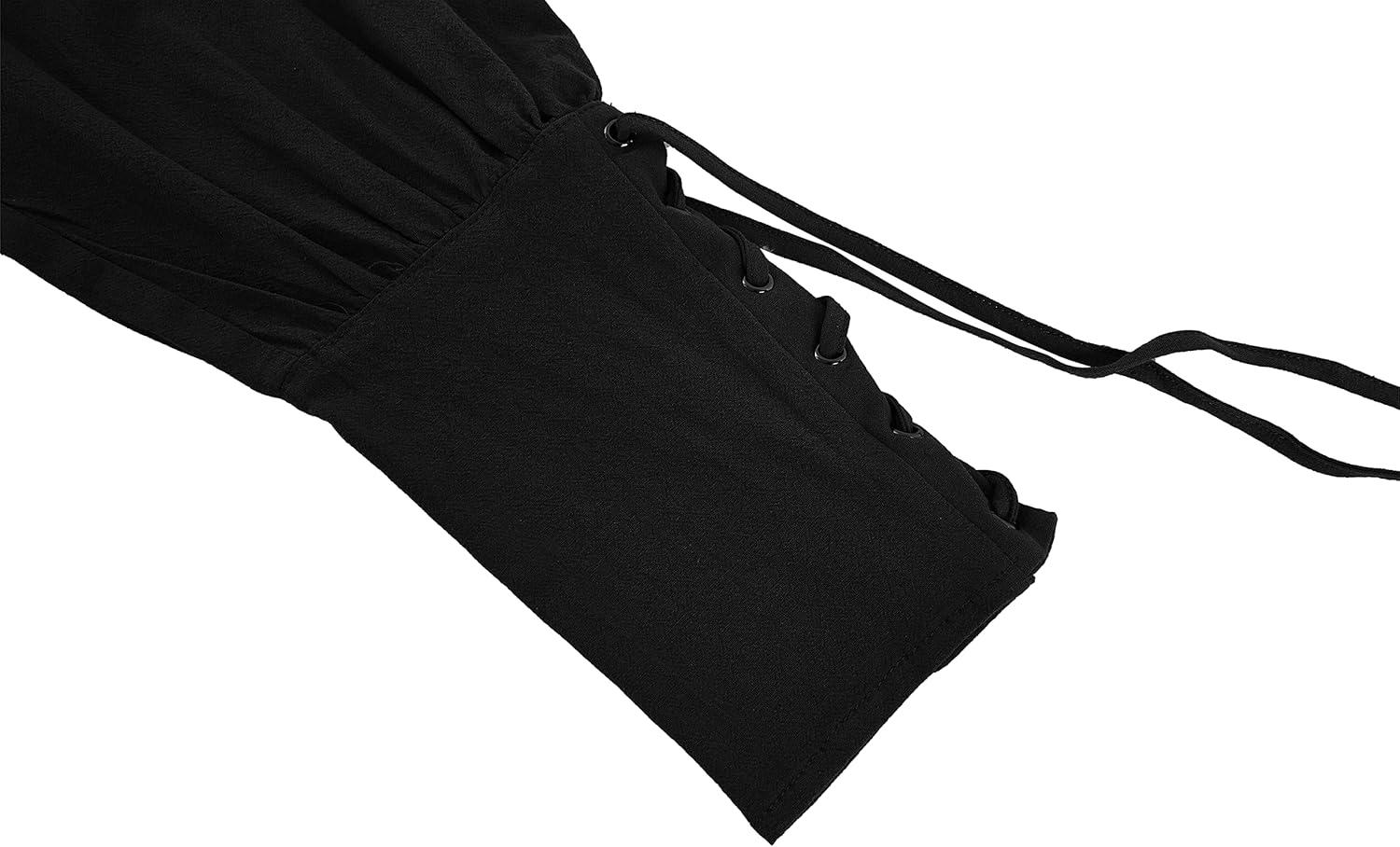 imageBoys Kids Medieval Ankle Pants Renaissance Viking Pirate Costume Lace Up Tapered Banded Gothic TrousersBlack