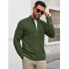 imageRuncati Mens Full Zip Cardigan Sweater Casual Waffle Stand Collar Knitted Winter Chunky SweatersArmy Green