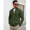 imageRuncati Mens Full Zip Cardigan Sweater Casual Waffle Stand Collar Knitted Winter Chunky SweatersArmy Green