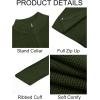 imageRuncati Mens Full Zip Cardigan Sweater Casual Waffle Stand Collar Knitted Winter Chunky SweatersArmy Green