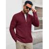 imageRuncati Mens Full Zip Cardigan Sweater Casual Waffle Stand Collar Knitted Winter Chunky SweatersWine Red