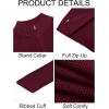 imageRuncati Mens Full Zip Cardigan Sweater Casual Waffle Stand Collar Knitted Winter Chunky SweatersWine Red