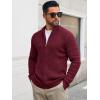 imageRuncati Mens Full Zip Cardigan Sweater Casual Waffle Stand Collar Knitted Winter Chunky SweatersWine Red