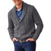 imageRuncati Mens Shawl Collar Cardigan Sweater Cable Knit Button Down Sweaters Long Sleeve Casual Winter OutwearDark Grey