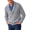 imageRuncati Mens Shawl Collar Cardigan Sweater Cable Knit Button Down Sweaters Long Sleeve Casual Winter OutwearGrey