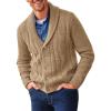 imageRuncati Mens Shawl Collar Cardigan Sweater Cable Knit Button Down Sweaters Long Sleeve Casual Winter OutwearKhaki
