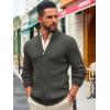 imageRuncati Mens Full Zip Cardigan Sweater Casual Mock Neck Ribbed Knitted Winter Chunky SweatersDark Gray