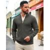 imageRuncati Mens Full Zip Cardigan Sweater Casual Mock Neck Ribbed Knitted Winter Chunky SweatersDark Gray