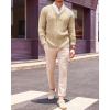 imageRuncati Mens V Neck Sweater Cable Knit Long Sleeve Casual Ribbed Twisted Pullover SweatersBeige