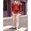 imageRuncati Mens V Neck Sweater Cable Knit Long Sleeve Casual Ribbed Twisted Pullover SweatersRed
