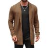 imageRuncati Mens Cardigan Sweater Shawl Collar Cable Knit Cardiagn Long Winter Open Front Sweaters with PocketsBrown