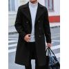 imageRuncati Mens Trench Coat Notch Lapel Slim Fit Double Breasted Long Pea Coat Winter Warm OvercoatBlack