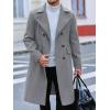 imageRuncati Mens Trench Coat Notch Lapel Slim Fit Double Breasted Long Pea Coat Winter Warm OvercoatGray