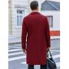 imageRuncati Mens Trench Coat Notch Lapel Slim Fit Double Breasted Long Pea Coat Winter Warm OvercoatWine Red