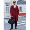 imageRuncati Mens Trench Coat Notch Lapel Slim Fit Double Breasted Long Pea Coat Winter Warm OvercoatWine Red