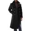 imageRuncati Mens Trench Coat Notch Lapel Slim Fit Double Breasted Long Pea Coat Winter Warm OvercoatBlack