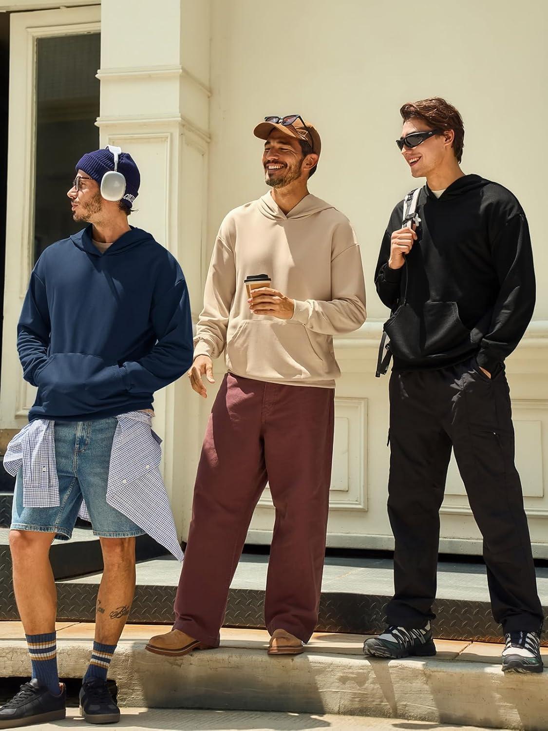 imageRuncati Mens Pullover Hoodies Long Sleeve Casual Lightweight Fashion Hooded Sweatshirt with Kanga PocketsDark Gray