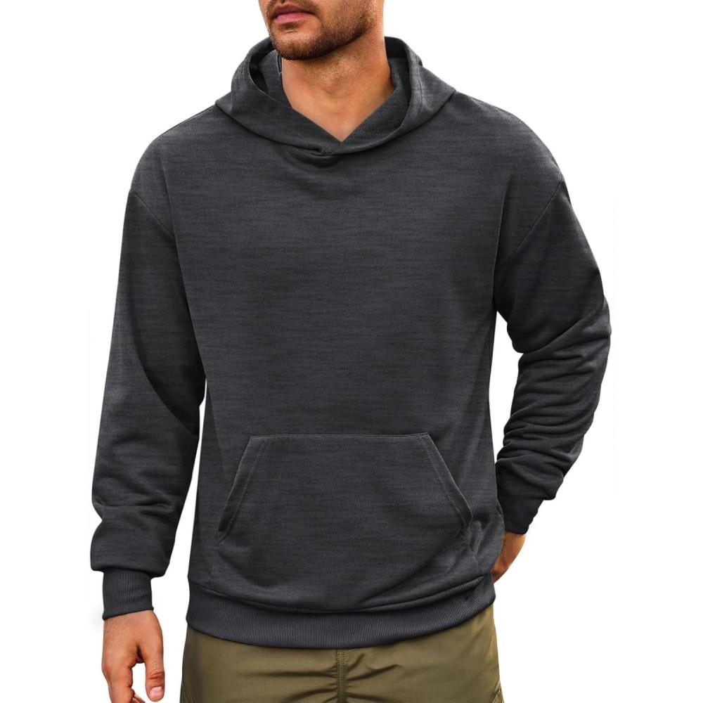 imageRuncati Mens Pullover Hoodies Long Sleeve Casual Lightweight Fashion Hooded Sweatshirt with Kanga PocketsDark Gray