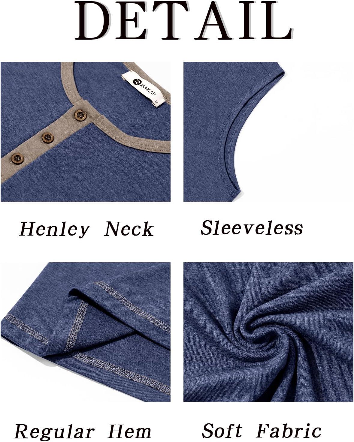 imageRuncati Mens Workout Tank Tops Sleeveless Gym Muscle Henley Shirt Casual Basic Summer Beach TopsNavy