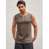 imageRuncati Mens Workout Tank Tops Sleeveless Gym Muscle Henley Shirt Casual Basic Summer Beach TopsCoffee