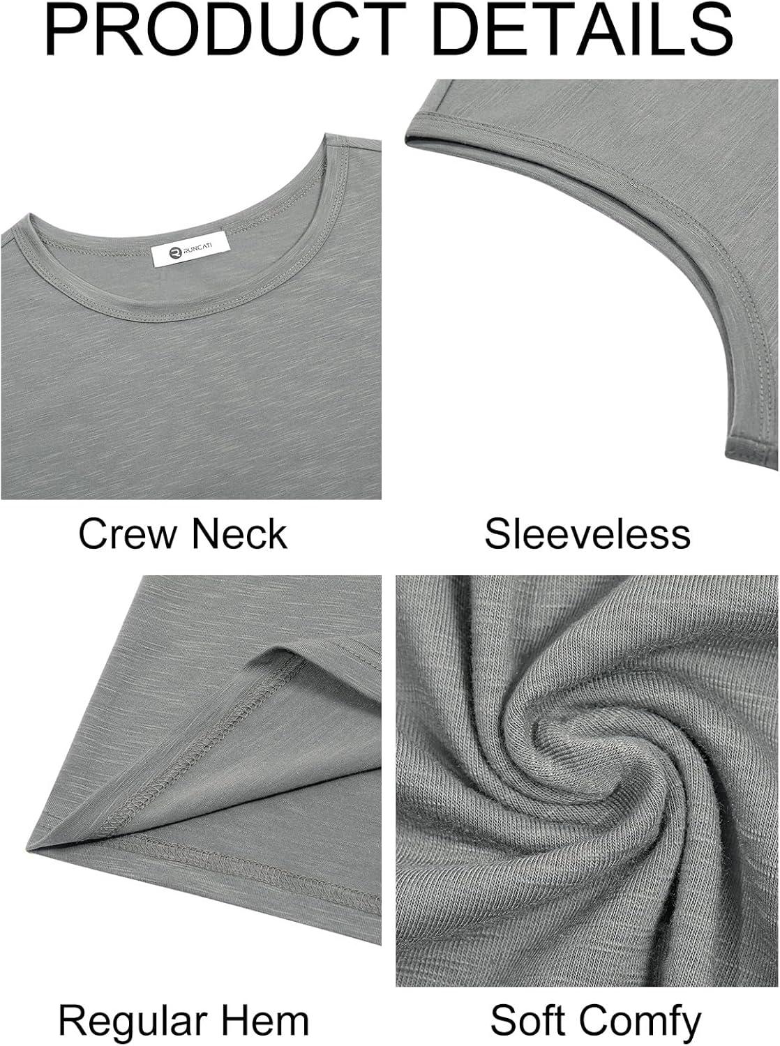 imageRuncati Mens Sleeveless Tank Tops Workout Cut Off Shirt Muscle Athletic Gym Summer Beach T ShirtsGray