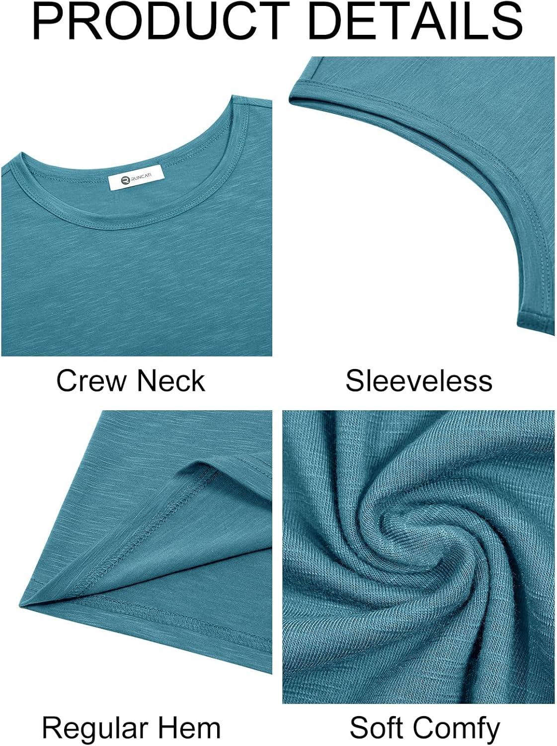 imageRuncati Mens Sleeveless Tank Tops Workout Cut Off Shirt Muscle Athletic Gym Summer Beach T ShirtsLake Blue