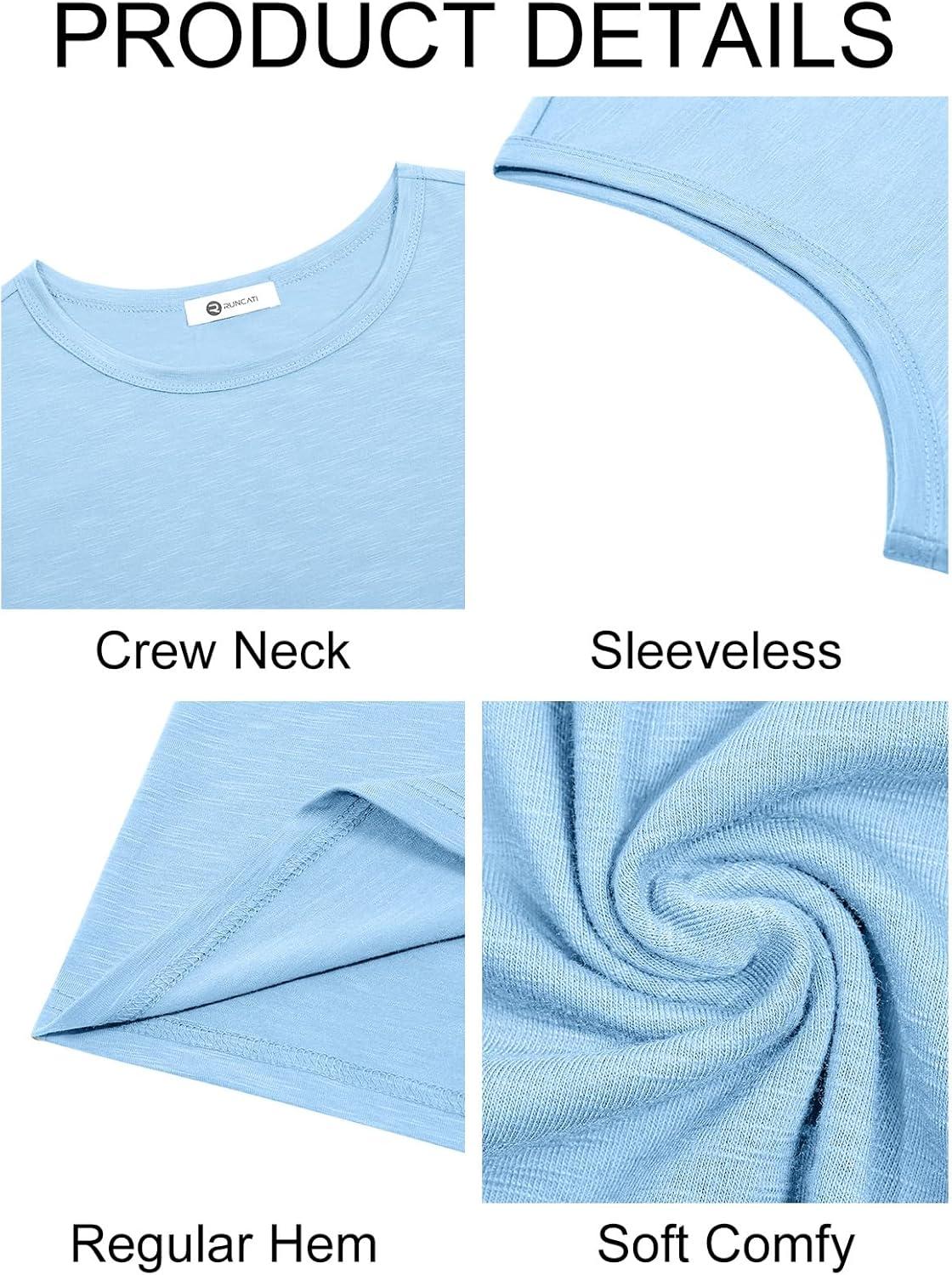 imageRuncati Mens Sleeveless Tank Tops Workout Cut Off Shirt Muscle Athletic Gym Summer Beach T ShirtsSky Blue