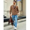 imageRuncati Mens Cable Knit Cardigan Sweater Shawl Collar Casual Button Down Long Sleeve SweatersBrown