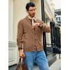 imageRuncati Mens Cable Knit Cardigan Sweater Shawl Collar Casual Button Down Long Sleeve SweatersBrown