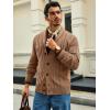 imageRuncati Mens Cable Knit Cardigan Sweater Shawl Collar Casual Button Down Long Sleeve SweatersBrown