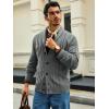imageRuncati Mens Cable Knit Cardigan Sweater Shawl Collar Casual Button Down Long Sleeve SweatersGrey