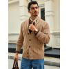 imageRuncati Mens Cable Knit Cardigan Sweater Shawl Collar Casual Button Down Long Sleeve SweatersKhaki