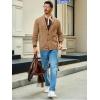 imageRuncati Mens Cable Knit Cardigan Sweater Shawl Collar Casual Button Down Long Sleeve SweatersKhaki