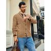 imageRuncati Mens Cable Knit Cardigan Sweater Shawl Collar Casual Button Down Long Sleeve SweatersKhaki
