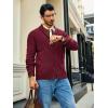 imageRuncati Mens Cable Knit Cardigan Sweater Shawl Collar Casual Button Down Long Sleeve SweatersRed
