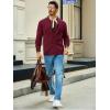 imageRuncati Mens Cable Knit Cardigan Sweater Shawl Collar Casual Button Down Long Sleeve SweatersRed