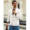 imageRuncati Mens Cable Knit Cardigan Sweater Shawl Collar Casual Button Down Long Sleeve SweatersWhite