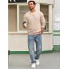 imageRuncati Mens Henley Knit Sweater Long Sleeve Quarter Button Pullover Sweaters Casual Fall TopsApricot