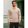 imageRuncati Mens Henley Knit Sweater Long Sleeve Quarter Button Pullover Sweaters Casual Fall TopsApricot