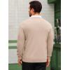 imageRuncati Mens Henley Knit Sweater Long Sleeve Quarter Button Pullover Sweaters Casual Fall TopsApricot