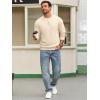 imageRuncati Mens Henley Knit Sweater Long Sleeve Quarter Button Pullover Sweaters Casual Fall TopsBeige