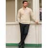 imageRuncati Mens Henley Knit Sweater Long Sleeve Quarter Button Pullover Sweaters Casual Fall TopsBeige