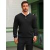 imageRuncati Mens Henley Knit Sweater Long Sleeve Quarter Button Pullover Sweaters Casual Fall TopsBlack